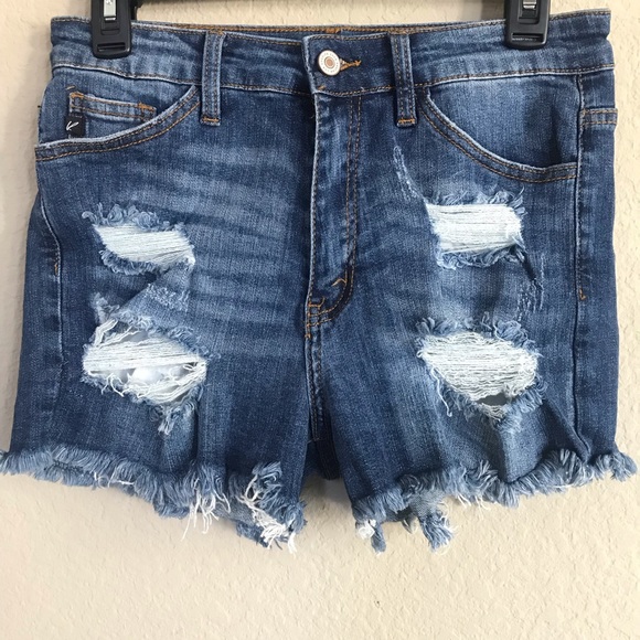 KanCan Pants - Kancan High waist Frayed Distressed Denim Shorts